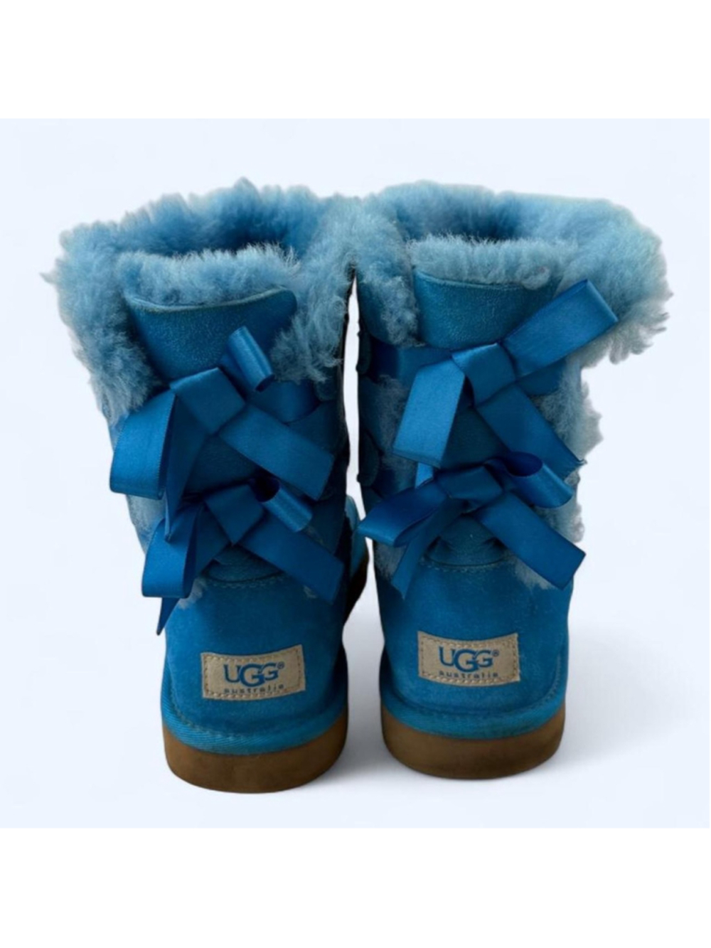 UGG Australia Bailey Bow Boots Vibrant Blue Suede - US Kids 5